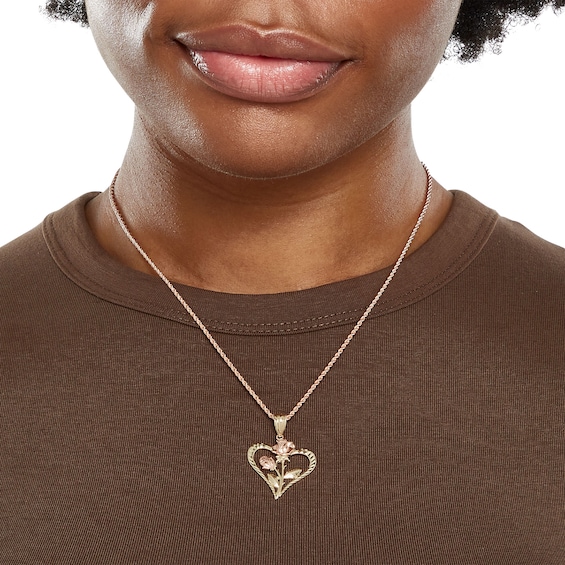 14K Gold Plated Two-Tone Rose Heart Charm
