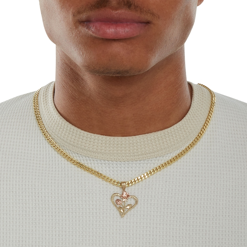 14K Gold Plated Two-Tone Rose Heart Charm