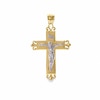 14K Gold Plate Two-Tone Budded Crucifix Charm