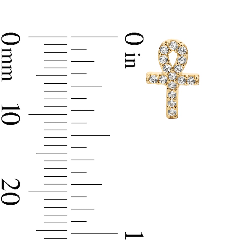 14K Gold Plated CZ Pavé Ankh Studs