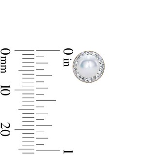 14K Gold Plated Freshwater Cultured Pearl and Crystal Halo Studs