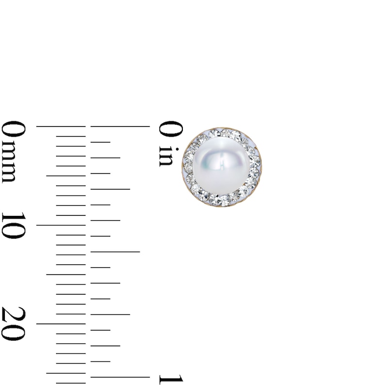 Main Image 2 of 14K Gold Plated Freshwater Cultured Pearl and Crystal Halo Studs