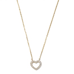 14K Gold Plated CZ Pavé Open Heart Necklace - 16" + 2"