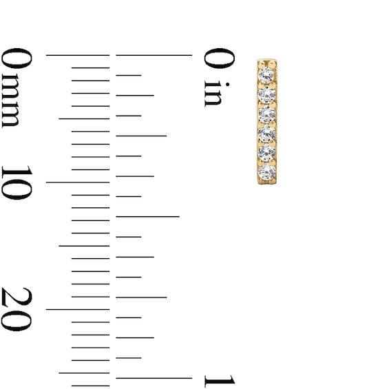 14K Gold Plated CZ Pavé Bar Studs