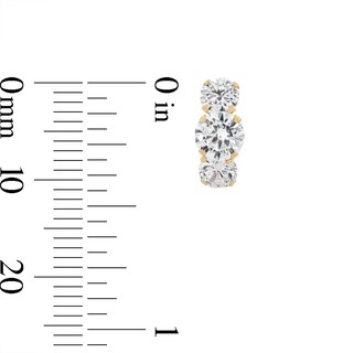 14K Gold Plated CZ Three-Stone Curve Studs