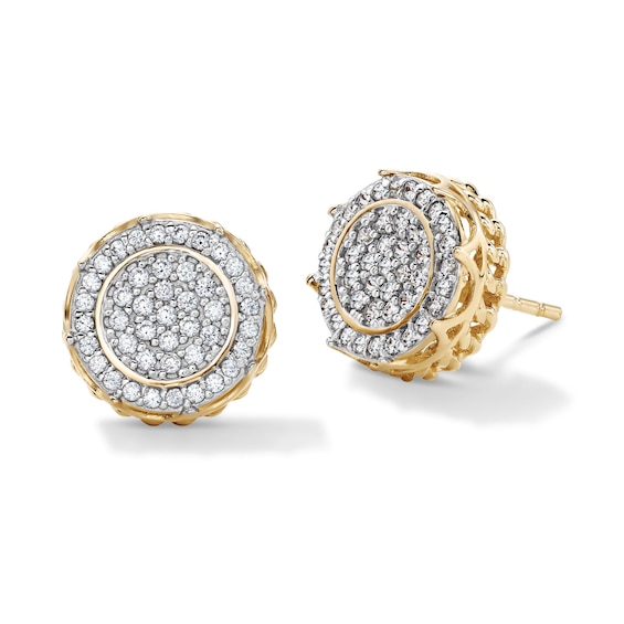 14K Gold Plated CZ Pavé Crown Studs