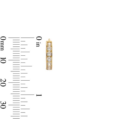 14K Gold Plated CZ Channel Huggie Hoops