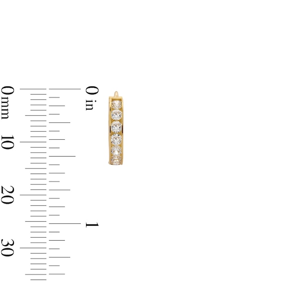 14K Gold Plated CZ Channel Huggie Hoops