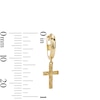 Thumbnail Image 2 of 14K Gold Plated Textured Crucifix Huggie Hoops