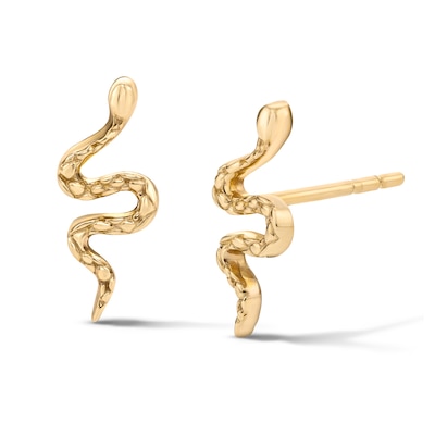 14K Gold Plated Textured Snake Studs
