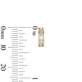 14K Gold Plated CZ Round Channel Huggie Hoops