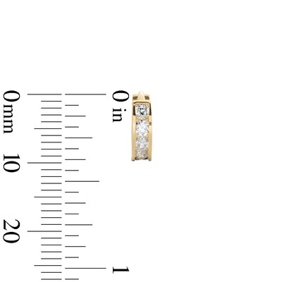 14K Gold Plated CZ Round Channel Huggie Hoops