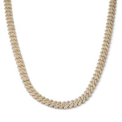 14K Gold Plated 8mm CZ Pavé Curb Chain - 22"