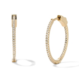 14K Gold Plated 25mm CZ In-and-Out Hoops