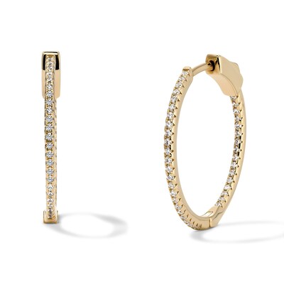 14K Gold Plated 25mm CZ In-and-Out Hoops
