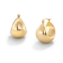 14K Gold Plated High Polish Hollow Puff Hoops
