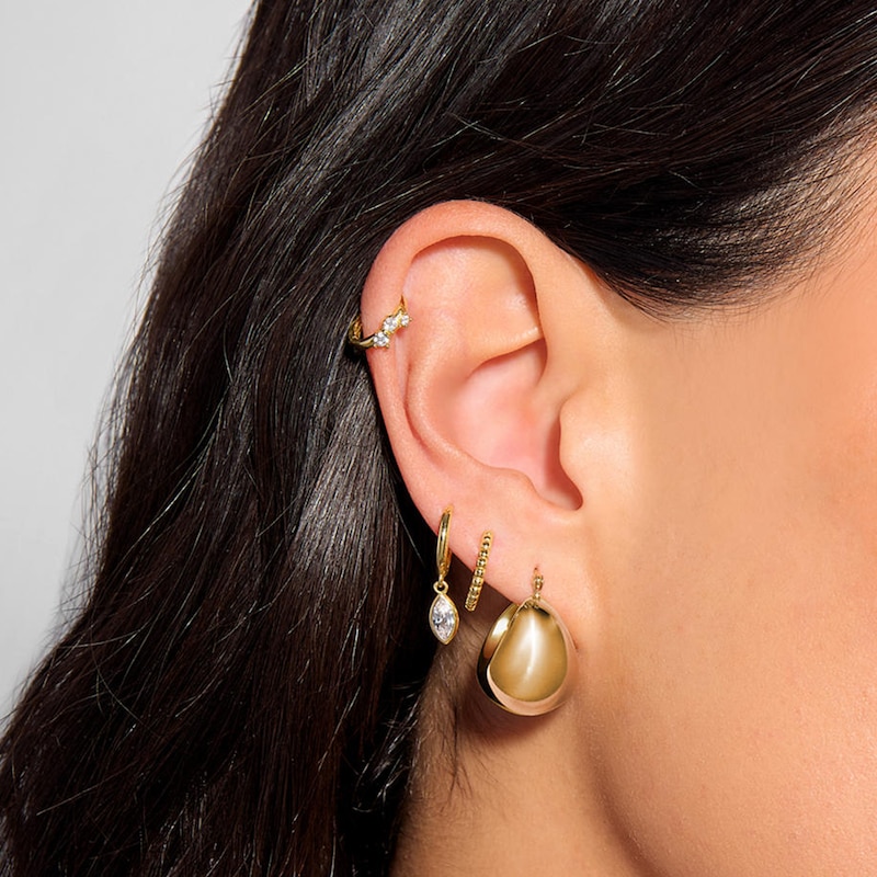 Main Image 3 of 14K Gold Plated High Polish Hollow Puff Hoops