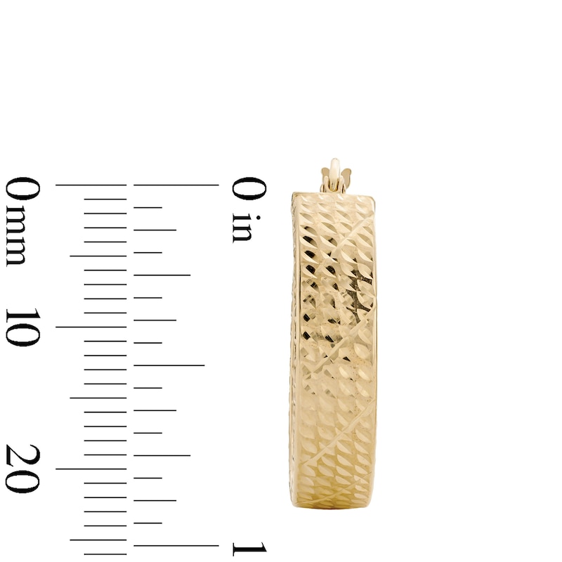 Main Image 2 of 14K Gold Plated 25mm Diamond-Cut Oval Hoops