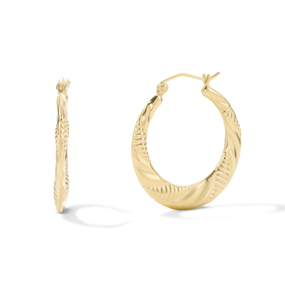 14K Gold Plated Hollow 26mm Flat Twist Hoops