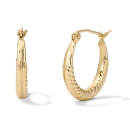 14K Gold Plated 17mm Ribbed Hoops