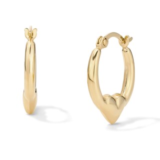 14K Gold Plated 16mm Puffy Heart Hoops