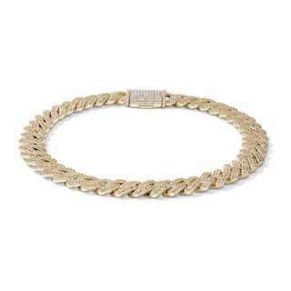 14K Gold Plated 8mm CZ Pavé Angled Cuban Curb Bracelet - 8.5"