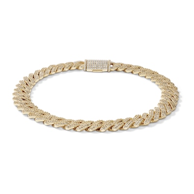 14K Gold Plated 8mm CZ Pavé Angled Cuban Curb Bracelet - 8.5"