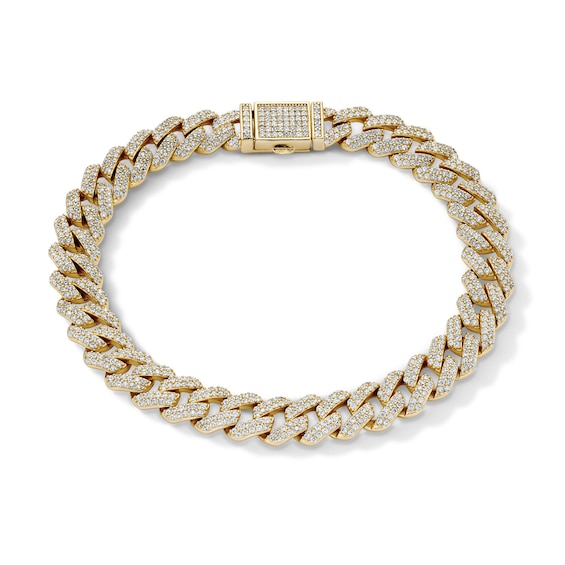 14K Gold Plated 9mm CZ Curb Chain Bracelet - 8.5"