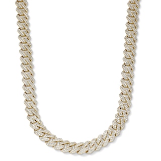 14K Gold Plated 9mm CZ Pavé Curb Chain - 22"