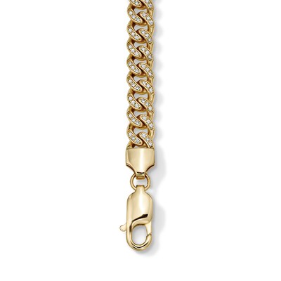 14K Gold Plated 7mm CZ Pavé Curb Chain Bracelet - 8.5"