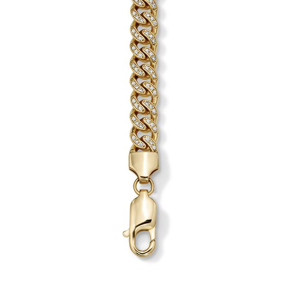 14K Gold Plated 7mm CZ Pavé Curb Chain Bracelet - 8.5"