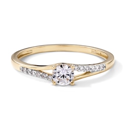 14K Gold Plated CZ Split Shank Solitaire Ring