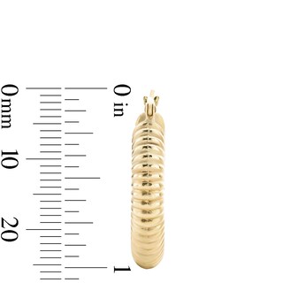14K Gold Plated Hollow Ribbed Hoops