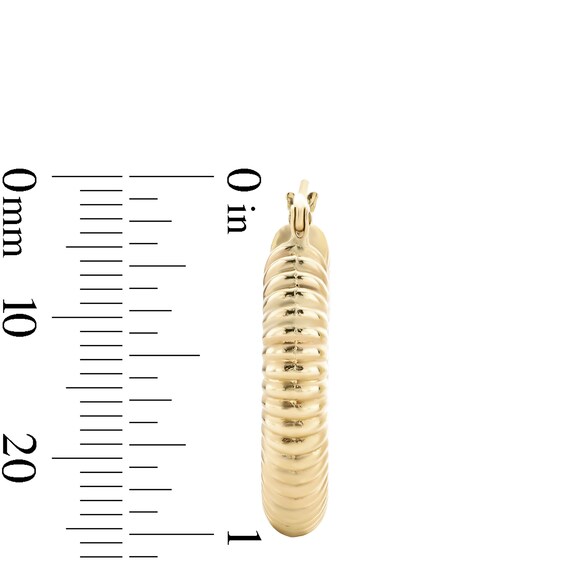14K Gold Plated Hollow Ribbed Hoops