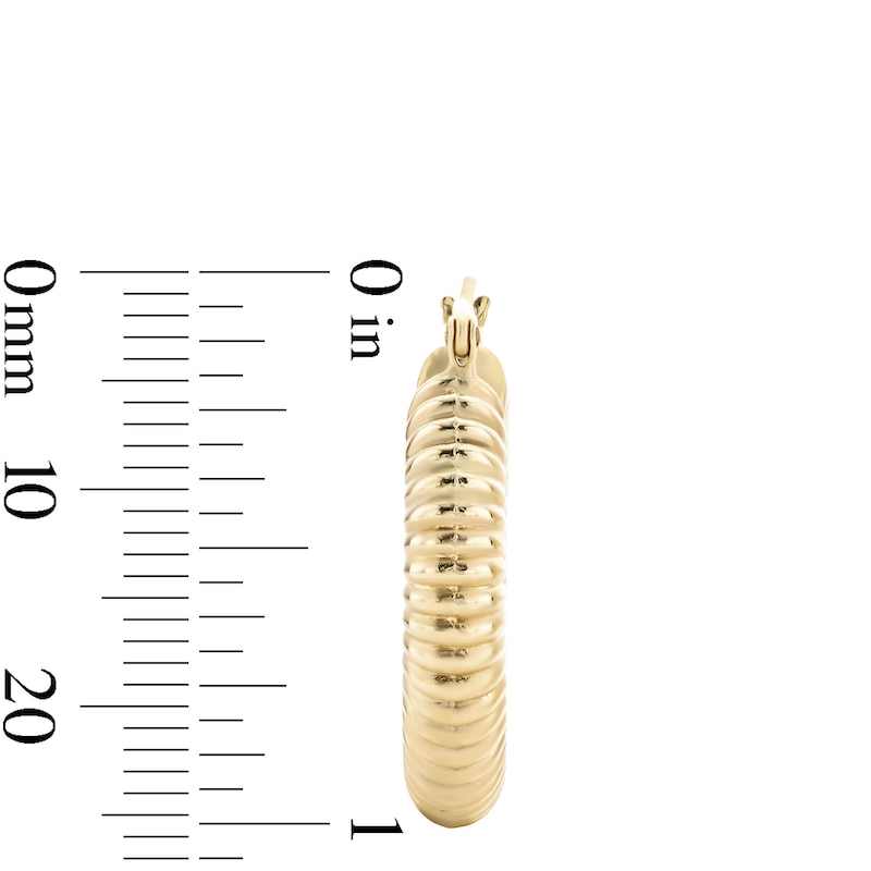 Main Image 2 of 14K Gold Plated Hollow Ribbed Hoops