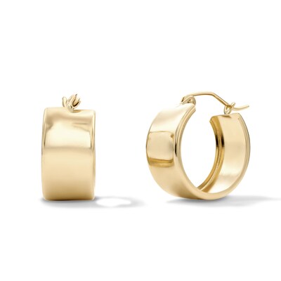 14K Gold Plated Polished Edge Hoops