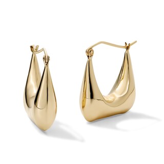 14K Gold Plated Hollow Square Hoops