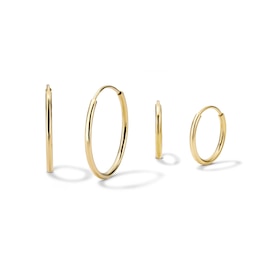 14K Gold Plated Hollow Continuous Hoop Set