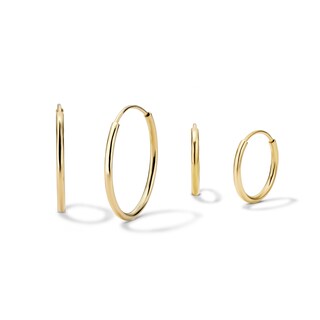 14K Gold Plated Hollow Continuous Hoop Set