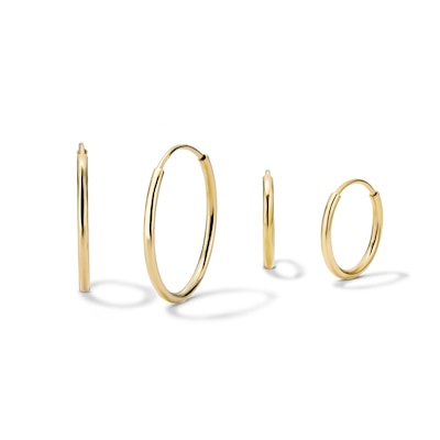 14K Gold Plated Hollow Continuous Hoop Set