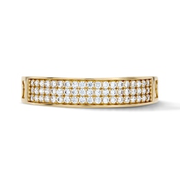 14K Gold Plated CZ Three-Row Pavé Band