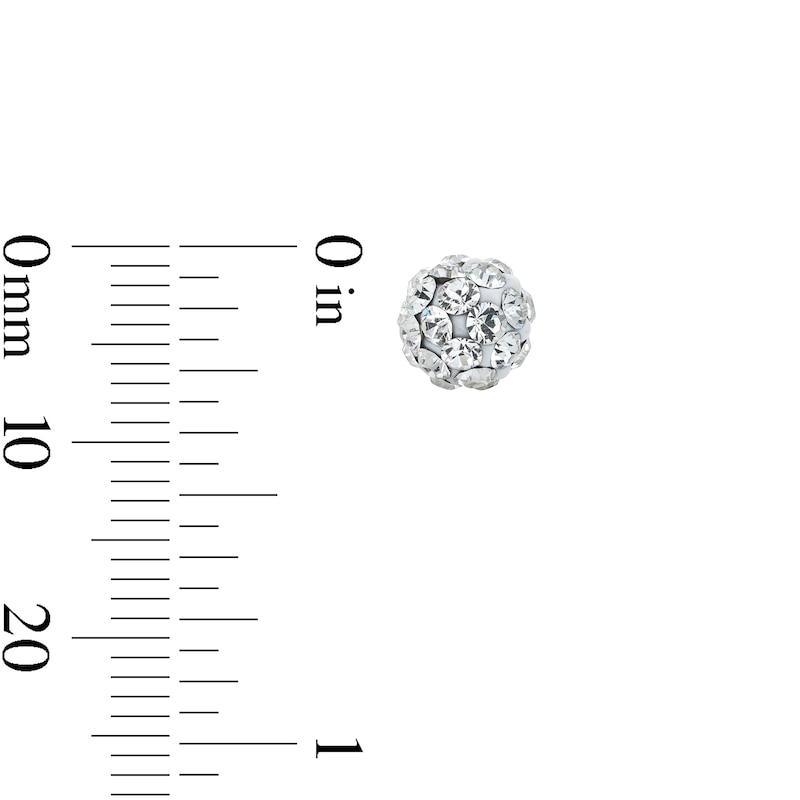 Main Image 2 of 14K Gold Plated 6mm White Crystal Ball Studs