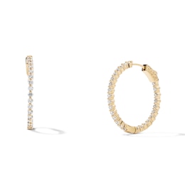 14K Gold Plated 30mm CZ In and Out Hoops