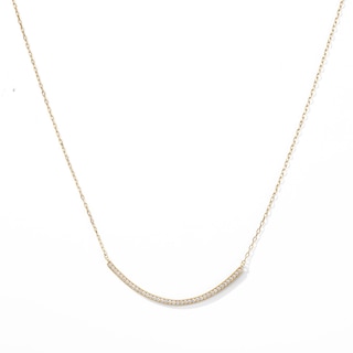 14K Gold Plated CZ Bar Necklace - 16" + 2"