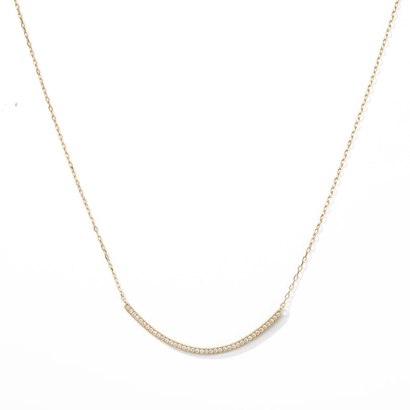 Main Image 1 of 14K Gold Plated CZ Bar Necklace - 16" + 2"