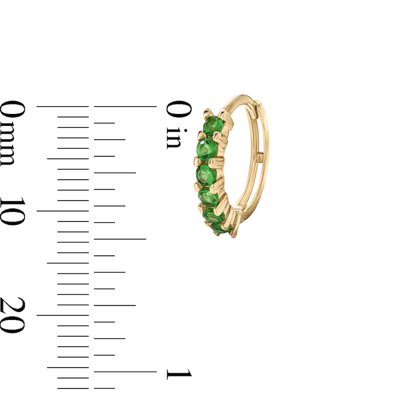 14K Gold Plated Green CZ Huggie Hoops