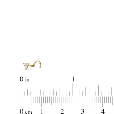 10K Solid Gold Lab-Grown Diamond Accent Trio Scew Nose Stud - 20G 5/16"