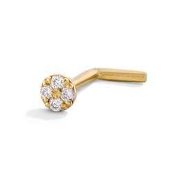 10K Solid Gold Lab-Grown Diamond Accent Daisy L-Shaped Nose Stud - 20G 5/16"