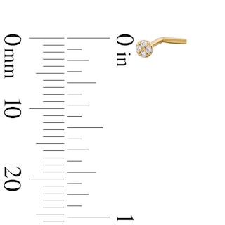10K Solid Gold Lab-Grown Diamond Accent Daisy L-Shaped Nose Stud - 20G 5/16"