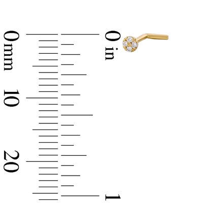 10K Solid Gold Lab-Grown Diamond Accent Daisy L-Shaped Nose Stud - 20G 5/16"